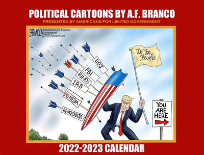 2023 Political Cartoons Calendar by A.F. Branco (Sept. 2022- Dec. 2023) - ALG Merch Store